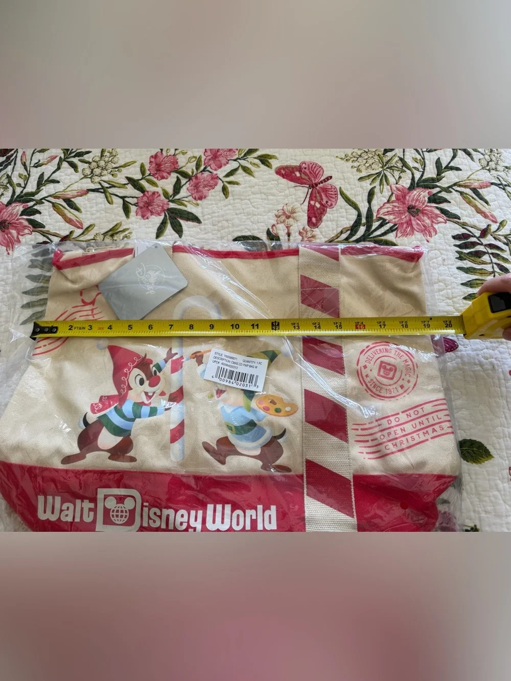 Disney Walt Disney World Red and Cream Holiday Tote